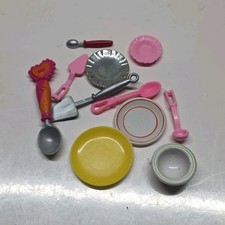 Dollhouse Kitchen Accessories Lot 10pc Plates Bowl Spoon Ladle Spatula