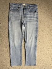 Levi's 724 High Rise Straight Crop Jeans Womens 31 Light Wash Stretch Denim