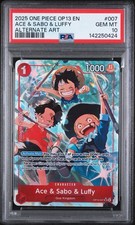 2025 ONE PIECE OP13 007 CARRYING ON HIS WILL ACE & SABO & LUFFY ALT ART PSA 10