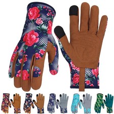 MERTURN Leather Gardening Gloves for Women Thorn Proof Garden Gloves Touch Sc...