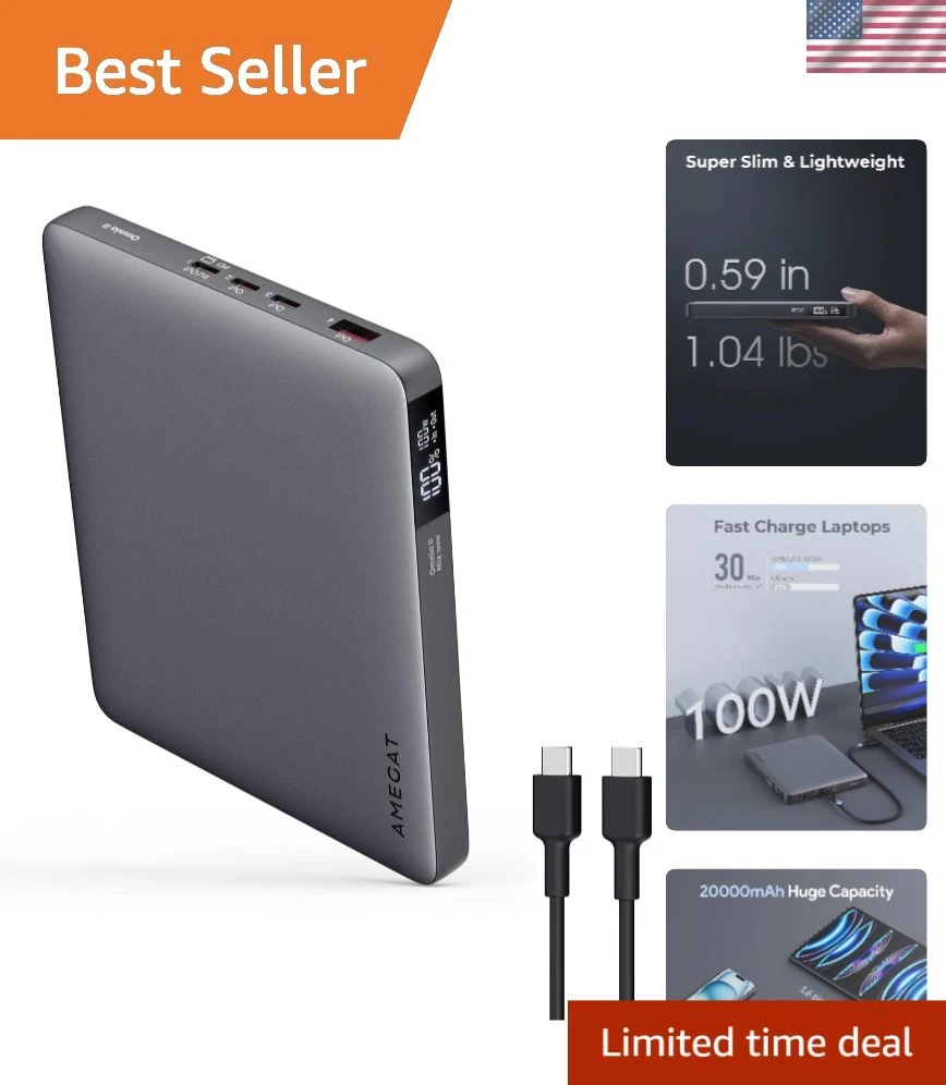 Baseus Batterie Externe 65W, Power Bank 20000mAh, Batterie pour Ordinateur Portable PD QC 4