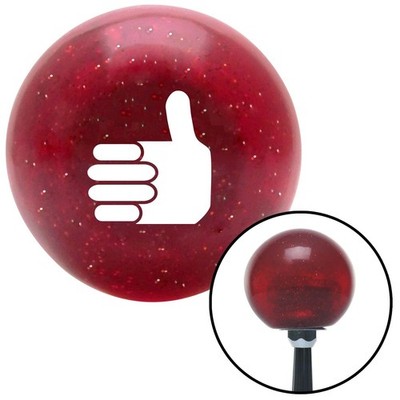 White Thumbs Up Red Metal Flake Shift Knob w/ M16x1.5 Insert Shifter Auto Brody
