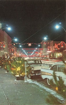 IL, Savanna, Illinois, Chrisitmas Scene, 50s Cars, Curteich No 2DK-344