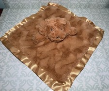 Cloud Island Brown Puppy Dog Security Blanket Satin Trim Lovey 14  