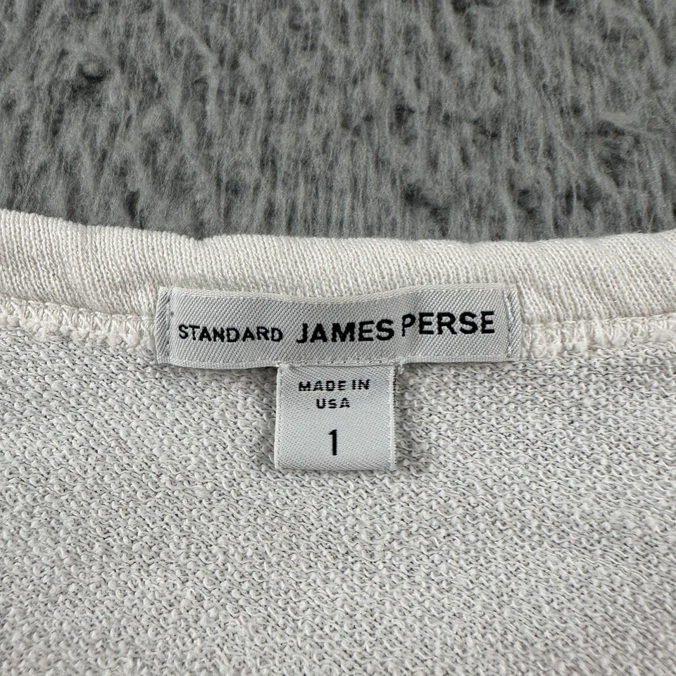 James Perse Sweatshirt Womens 1 Crewneck Lightweight Ivory Made in USA - Image 3 of 4