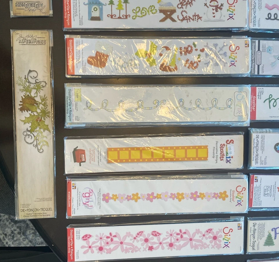 Choice Sizzix Sizzlit Decorative Strip Dies U Pick Lot Die Cut Set Card Sidekick - Image 3 of 4