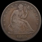1869 50C Seated Liberty Half Dollar Circulated Coin