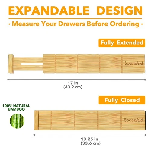SpaceAid Bamboo Drawer Dividers - Thumbnail 4