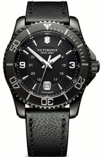 Victorinox Swiss Army Maverick Black Dial Black Leather Quartz 43mm Watch 241787