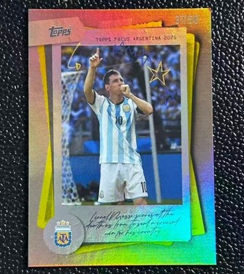 Lionel Messi 2025 Topps Focus Argentina Moments in Time Gold /50 #42