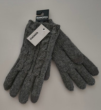 SONOMA Good For Life Women's GLOVES Cableknit Lined HEATHER GRAY 0/S NWT