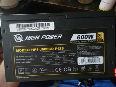 Highpower 600w 80 Gold Powersupply Pc