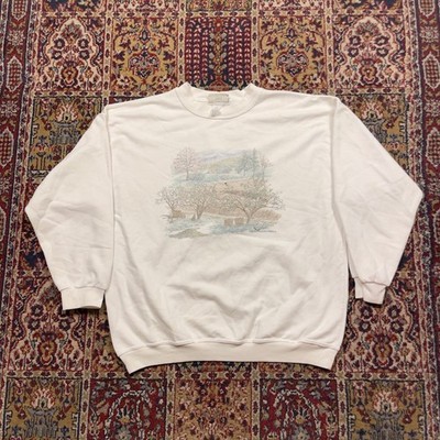 VTG 90s Northern Reflections White Nature Graphic Sweatshirt Mens Large USA Made