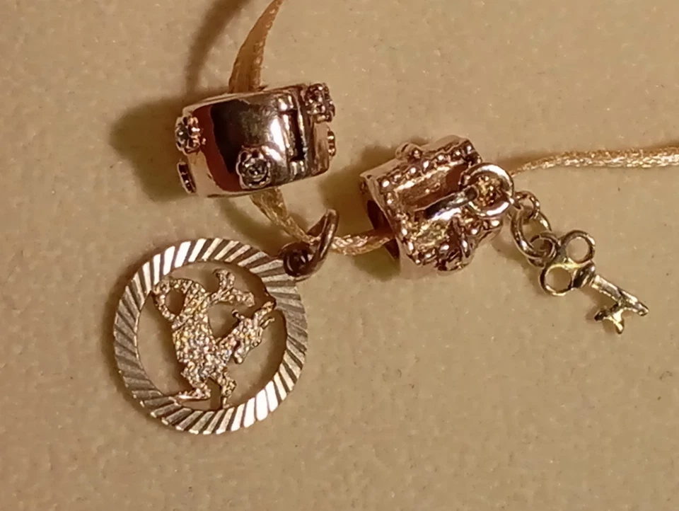 925er Silber Charm Tresor, Clip Glitzer/Pandora kompatibel, Anhänger Steinbock - Bild 2 von 4