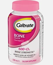 Caltrate 600 Plus D3 Calcium Vitamin D Supplement Tablets, Bone 120 Count