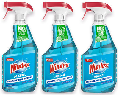 Windex Glass and Window Cleaner Spray Bottle, Original Blue, 23 fl oz (3 Pack)