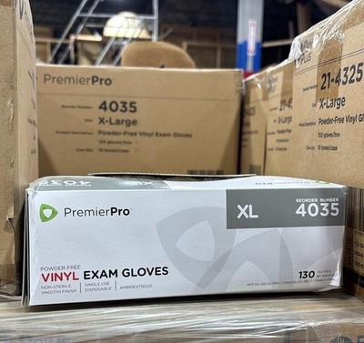Lot Of 10 Boxes premier pro vinyl exam gloves xl 4035 - 130 Per Box