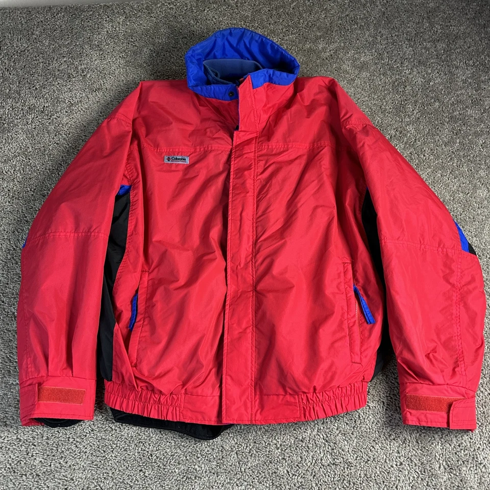 Vintage Columbia Bugaboo Jacket Mens Large Red Blue Fleece Lined 90s Ski Coat - Image 2 of 4