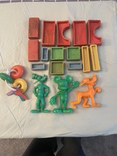 Vintage Lot of Baby Rattle,  Keys, Rubber/Wood Blocks, 3 Marx Disney Characters