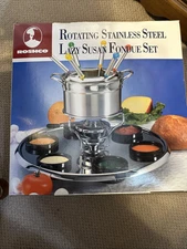 Roshco Rotating Stainless Steel Lazy Susan Fondue Set (58922) - New in Box
