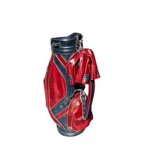 Vintage Burton MFG Co. Red Blue Gold Leather Golf Bag Made in Jasper Alabama USA