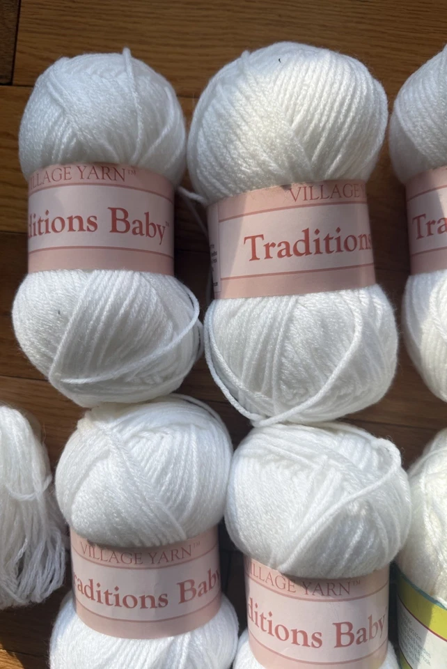 Village Yarn Traditions White 100% Acrylic 122 Yards 2 oz No 4 Medium. - Image 2 of 4