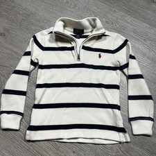 Polo Ralph Lauren Boys Size 4/4T Mock Striped Pullover Sweater 1/4 Half Zip Mock