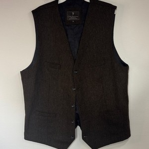 Celtic Ranchwear Itish Traditional Partial Wool Dark Brown Vest Western Cowboy