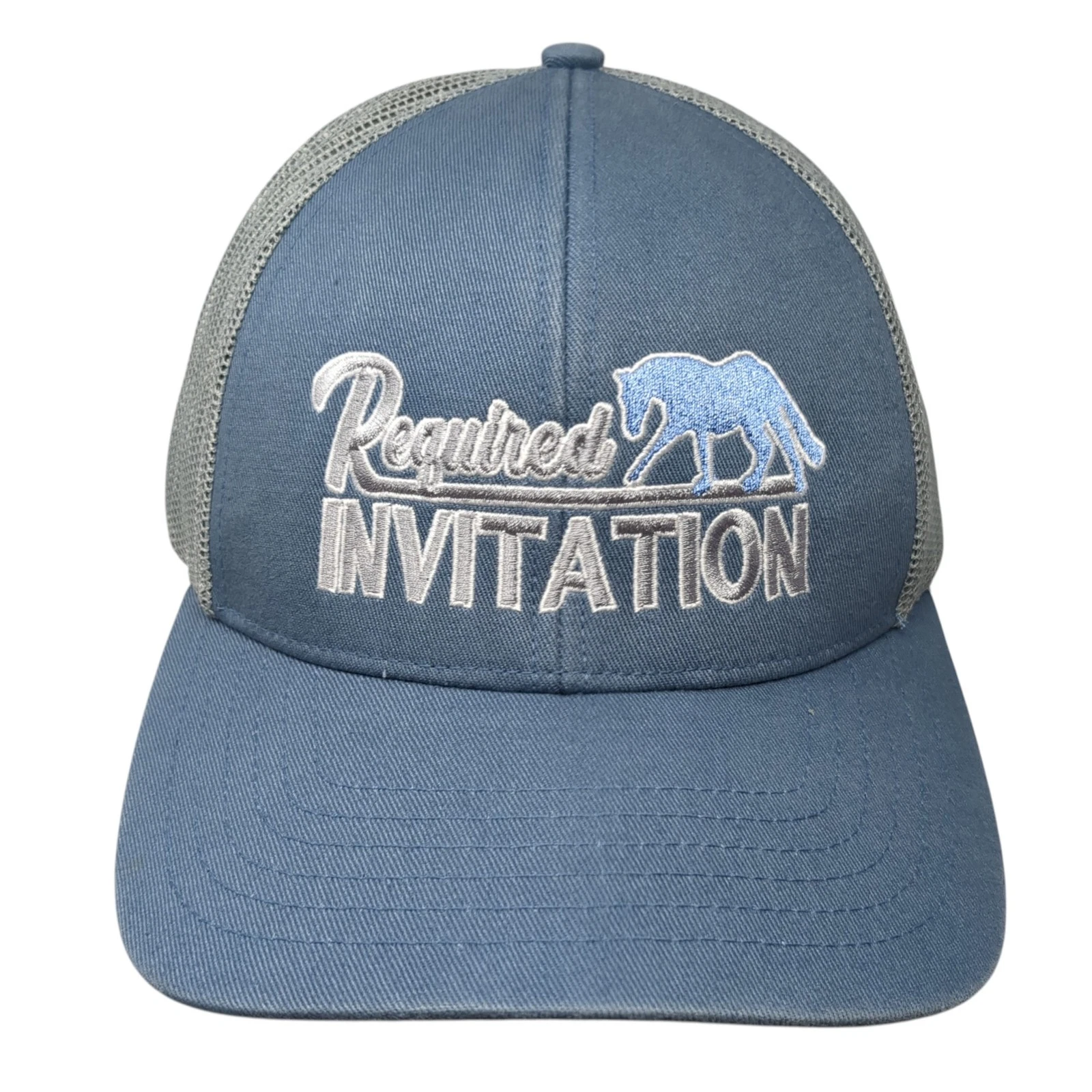Required Invitation Snapback Trucker Hat Blue One Size Adjustable Outdoor Cap