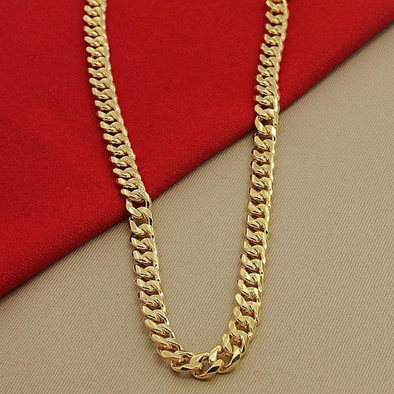 Fashion Timeless Classic Men's 24k Gold Necklace Classic Sideways Necklace