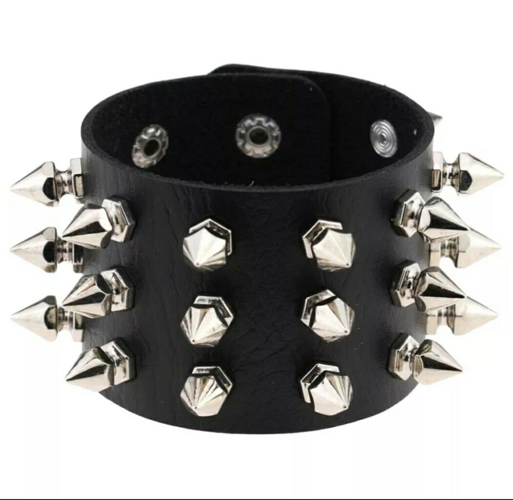 Unisex Black Metal Spike Studded Punk Rock Biker Wide Strap Unisex Black Metal Spike Studded Punk Rock Biker Wide Strap