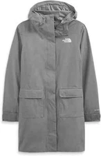 The North Face City Breeze Rain Parka II Jacket Women's Large Gray Hooded UPS34