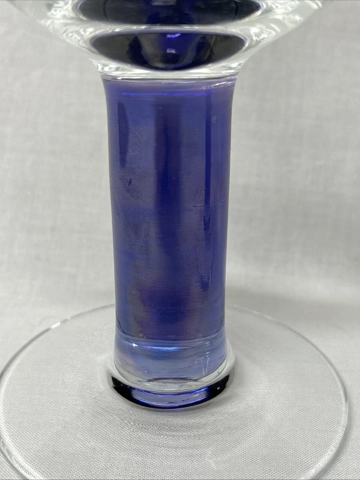 2 vasos de cristal Orrefors de agua vino corvejón copa hueco púrpura tallo RARO MCM Foto 2 de 4