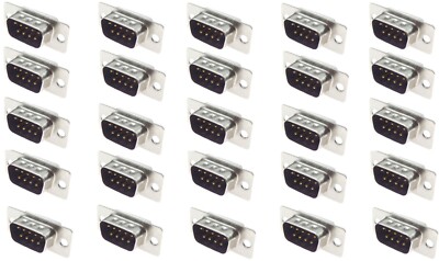 25 Pack DB9 Male Gold 9-Pin Connector RS232 Serial Solder Cup Socket Assembly