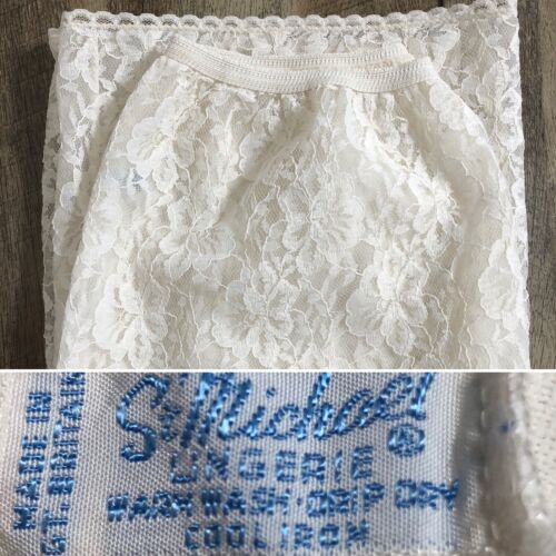 Slip en dentelle semi-florale vintage St Michael lingerie double couche - Photo 1 sur 11