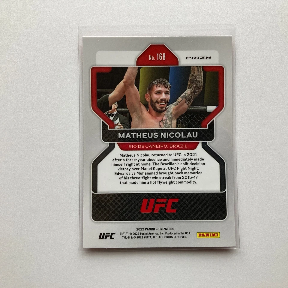 Matheus Nicolau 2022 Panini Prizm UFC Cracked Pink Ice Prizm Rookie Card #168 - Image 2 of 2