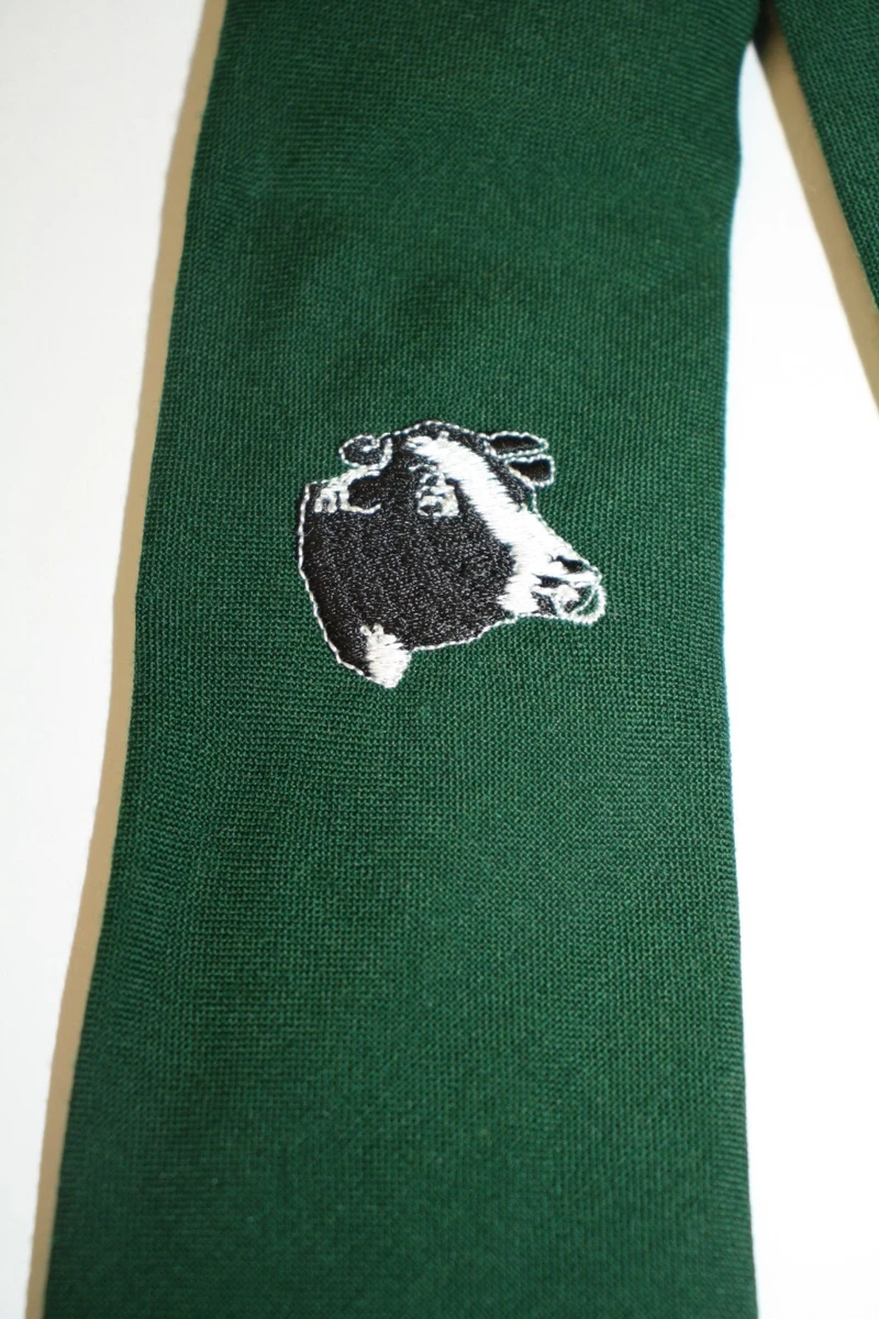 Vintage Green Pure Wool Mens Tie - Australian Cattle Cow