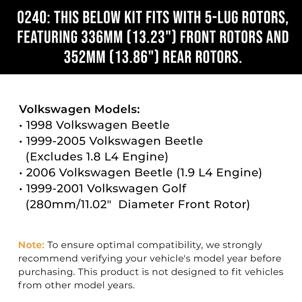 Front & Rear Brake Rotors + Ceramic Pads for 1999-2005 VW Jetta Beetle Golf Foto 2 de 4