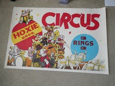 BIG Vintage Screen Print Hoxie Bros 3 Ring Circus Event Poster 28x42"