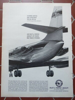 12/1960 PUB PRATT & WHITNEY AIRCRAFT ENGINE JT12 ENGINE LOCKHEED JETSTAR AD