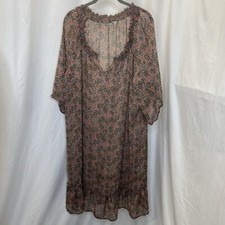 Old Navy Womens Shift Dress Bell 3/4 Sleeve Brown Floral Size XXL