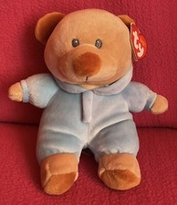 Baby Ty PJ Bear Blue Teddy In Romper Beige Soft Plush Toy 6? Tag 2022