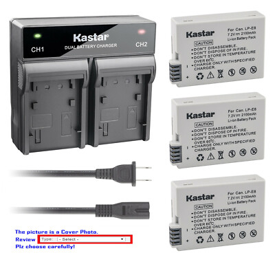 Kastar Battery Fast Dual Charger for Canon LP-E8 LC-E8 & Canon EOS 700D Camera