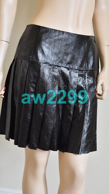 CHANEL 13K $5290 NWT RUNWAY 100% LAMBSKIN LEATHER PLEATED