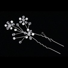 2 Pcs Handmade Crystal Rhinestone Bridal Wedding Hair Pins BH042