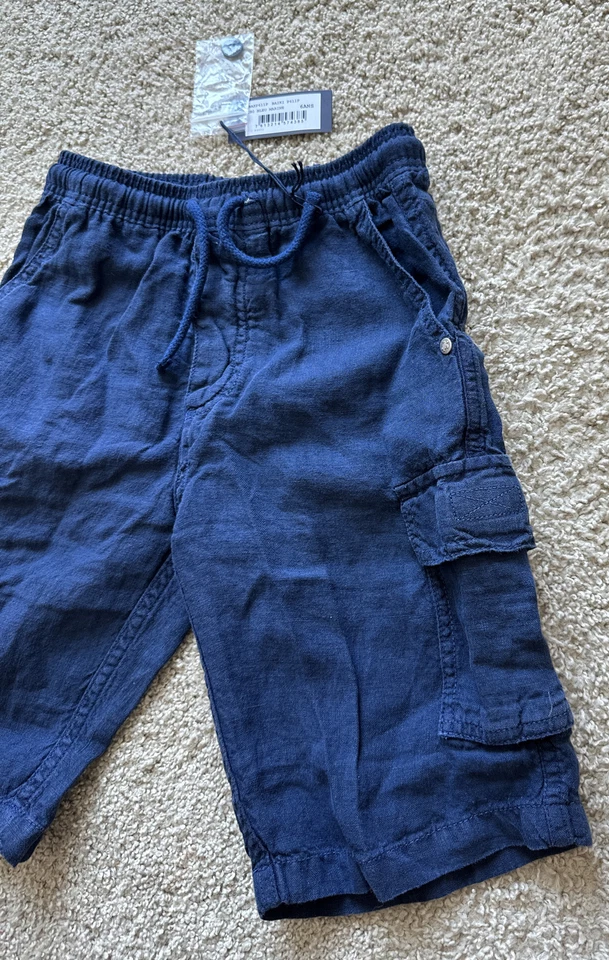 Pantalones Cortos Carga VILEBREQUIN 100% Auténticos Nuevos con Etiquetas - Niños - AZUL MARINO - LINO - 6 AÑOS Foto 3 de 4