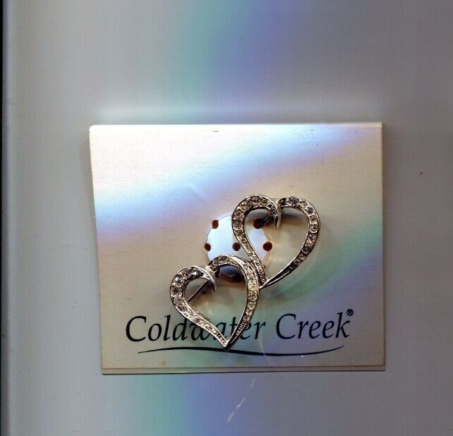 COLDWATER CREEK CLEAR DOUBLE HEART PIN Valentines day