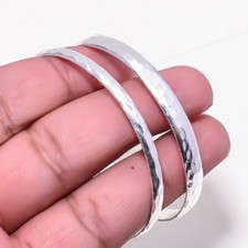 Solid 925 Sterling Silver Hammered Set of 7 Bangle Bracelets Women Jewelry MR155