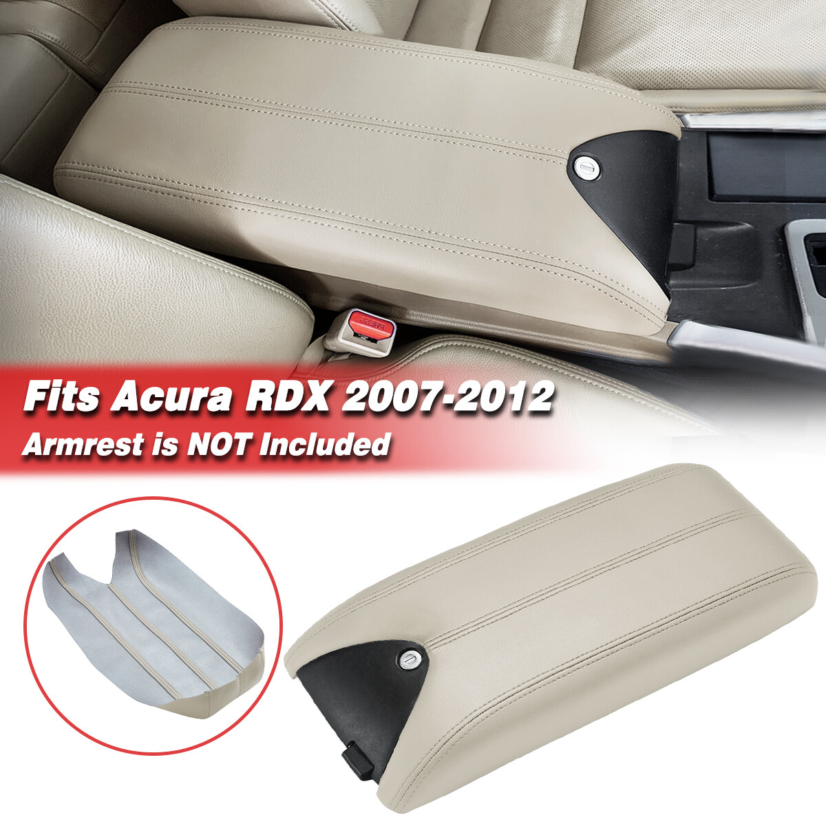 Beige Synthetic Leather Armrest Cover For 2004-2008 Acura TL Center Console