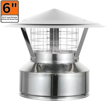 6 In. Rain Cap with Bird Mesh 3/4 In. for Double Wall Chimney Pipe